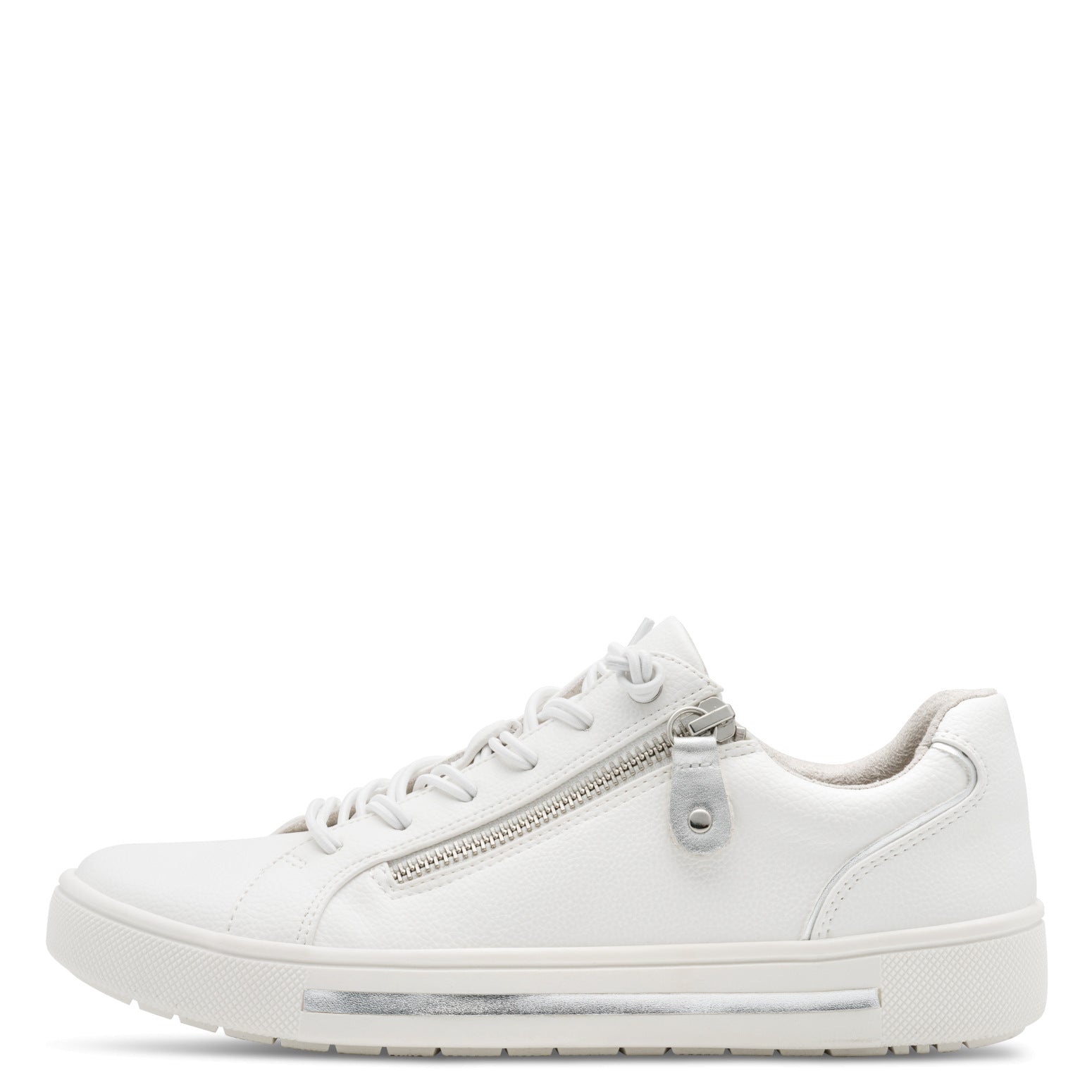Estelle White/Silver Lace-up Sneaker