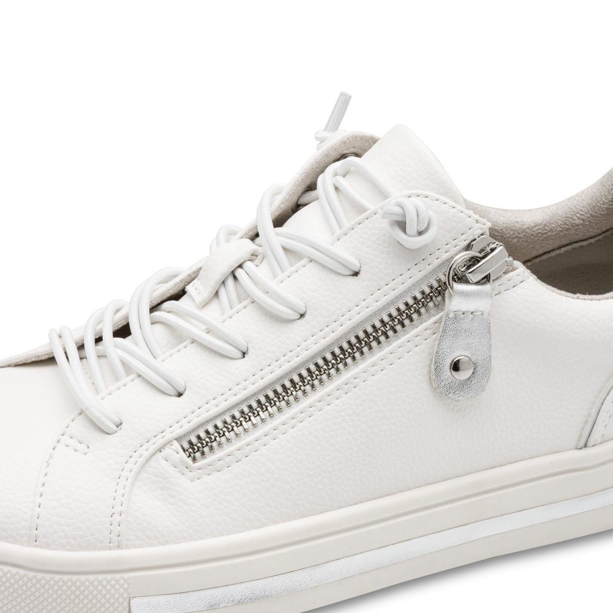 Estelle White/Silver Lace-up Sneaker