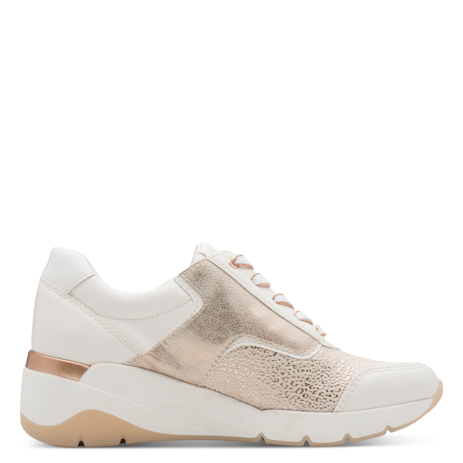 Katya White/Rosegold Lace-up Sneaker
