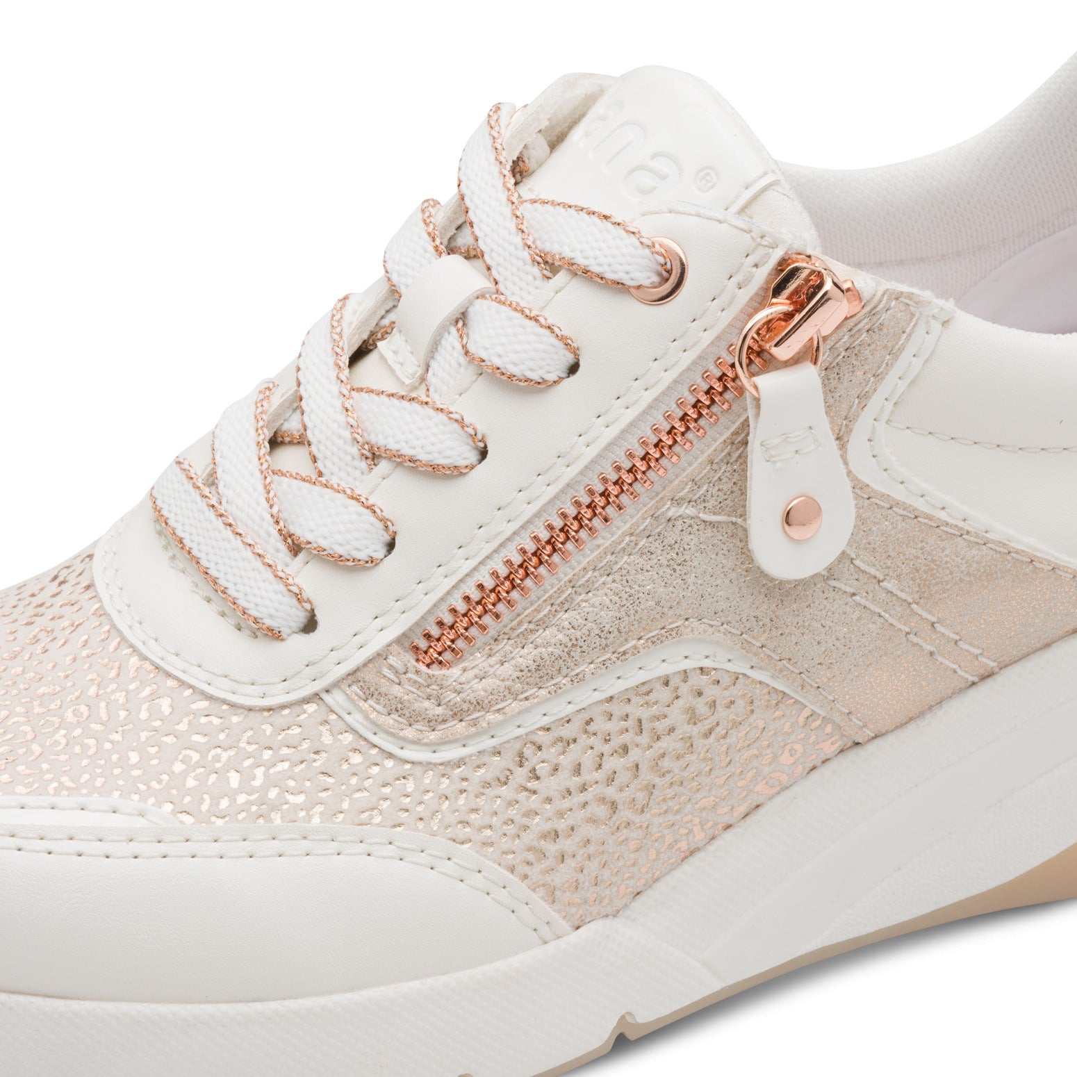 Katya White/Rosegold Lace-up Sneaker