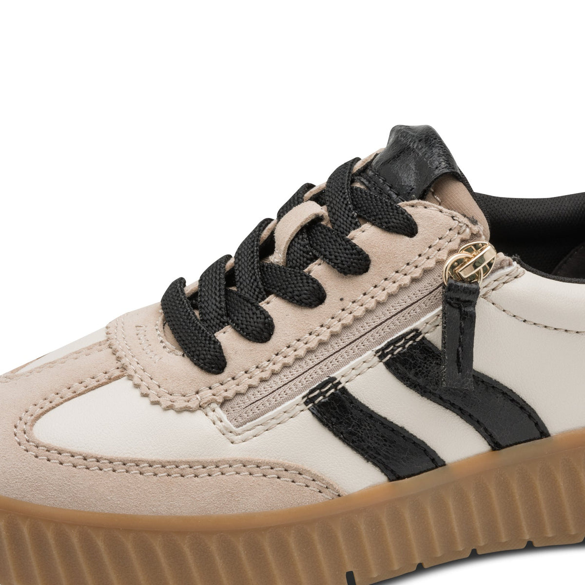 Marta Beige/Black Lace-up Sneaker