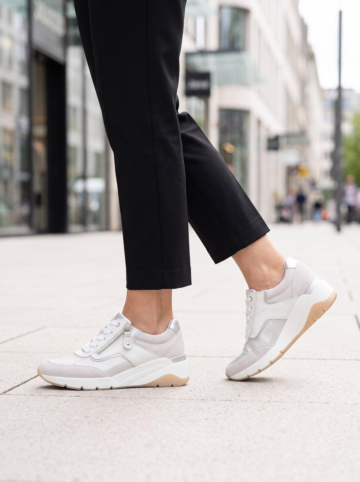 Katya White/Silver — Lace-up Sneaker
