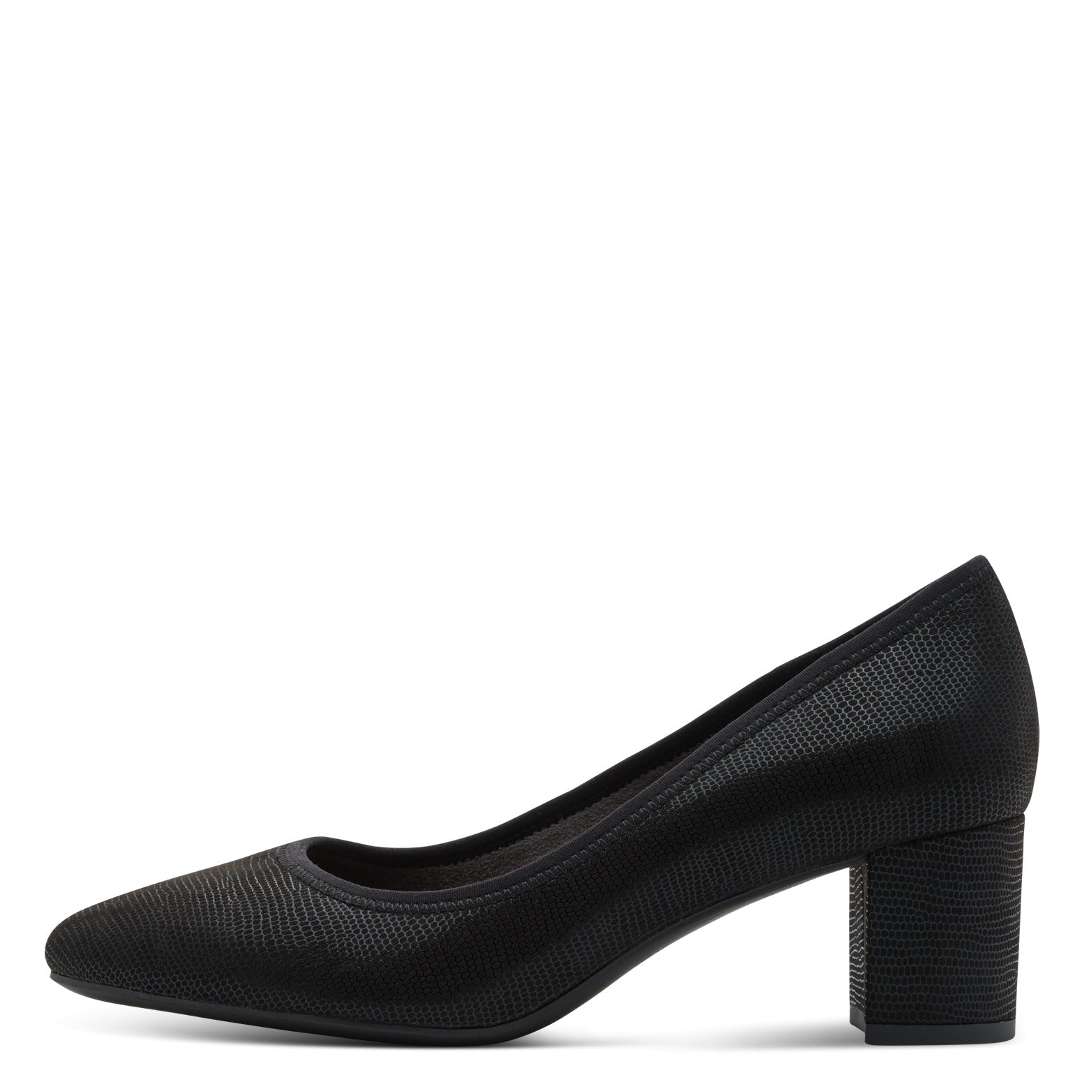 Delphine Black Metallic Court Shoe