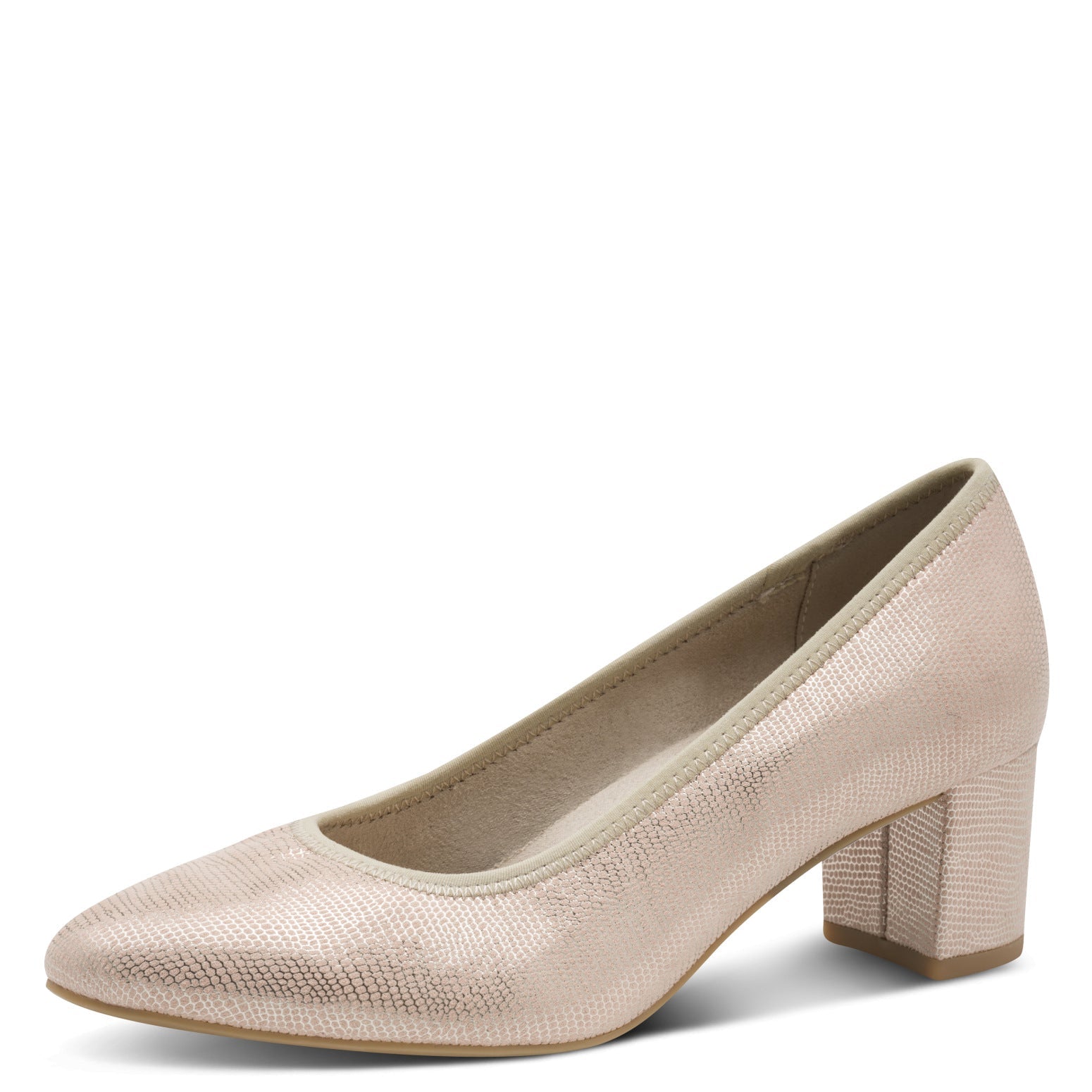 Delphine Beige Metallic Court Shoe