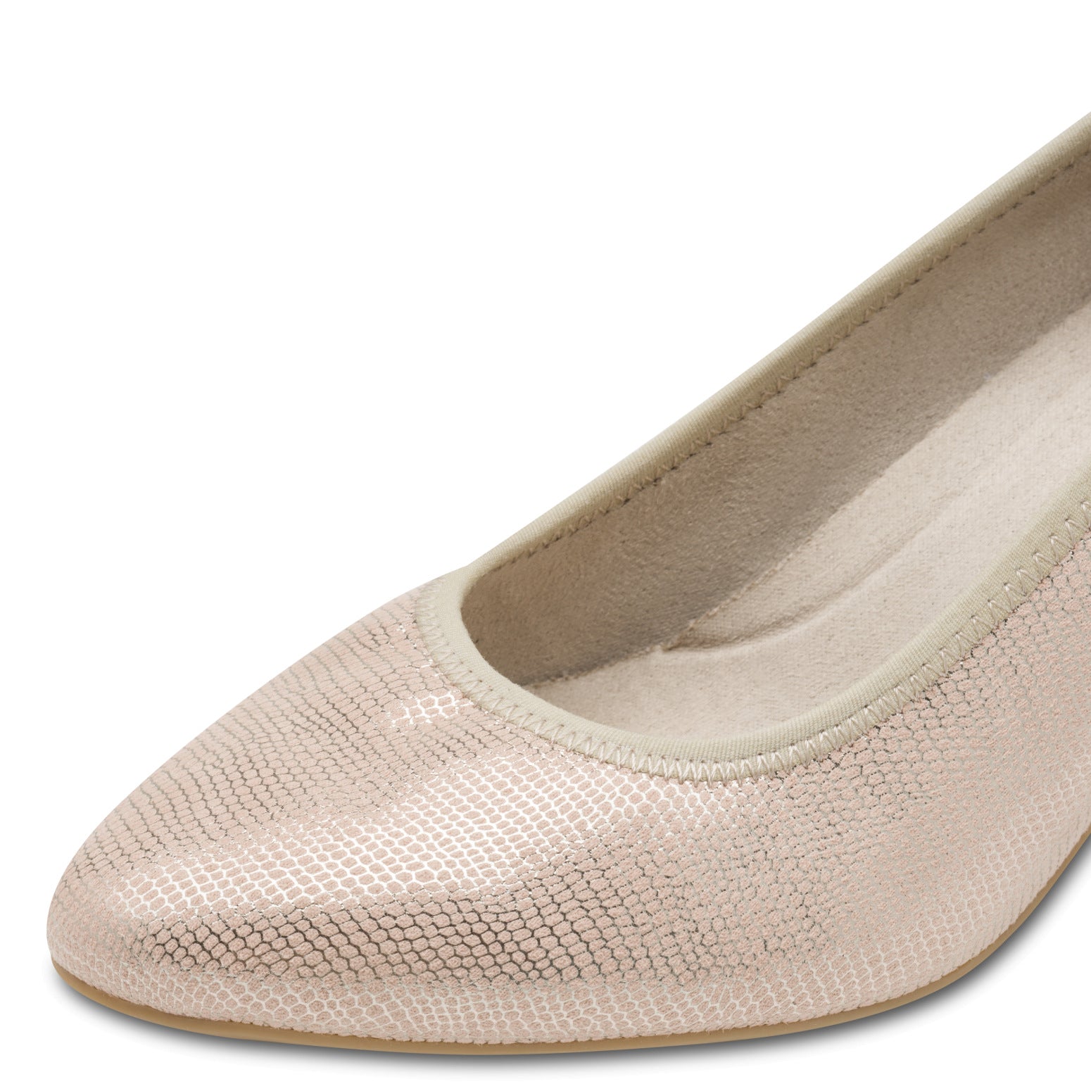 Delphine Beige Metallic Court Shoe