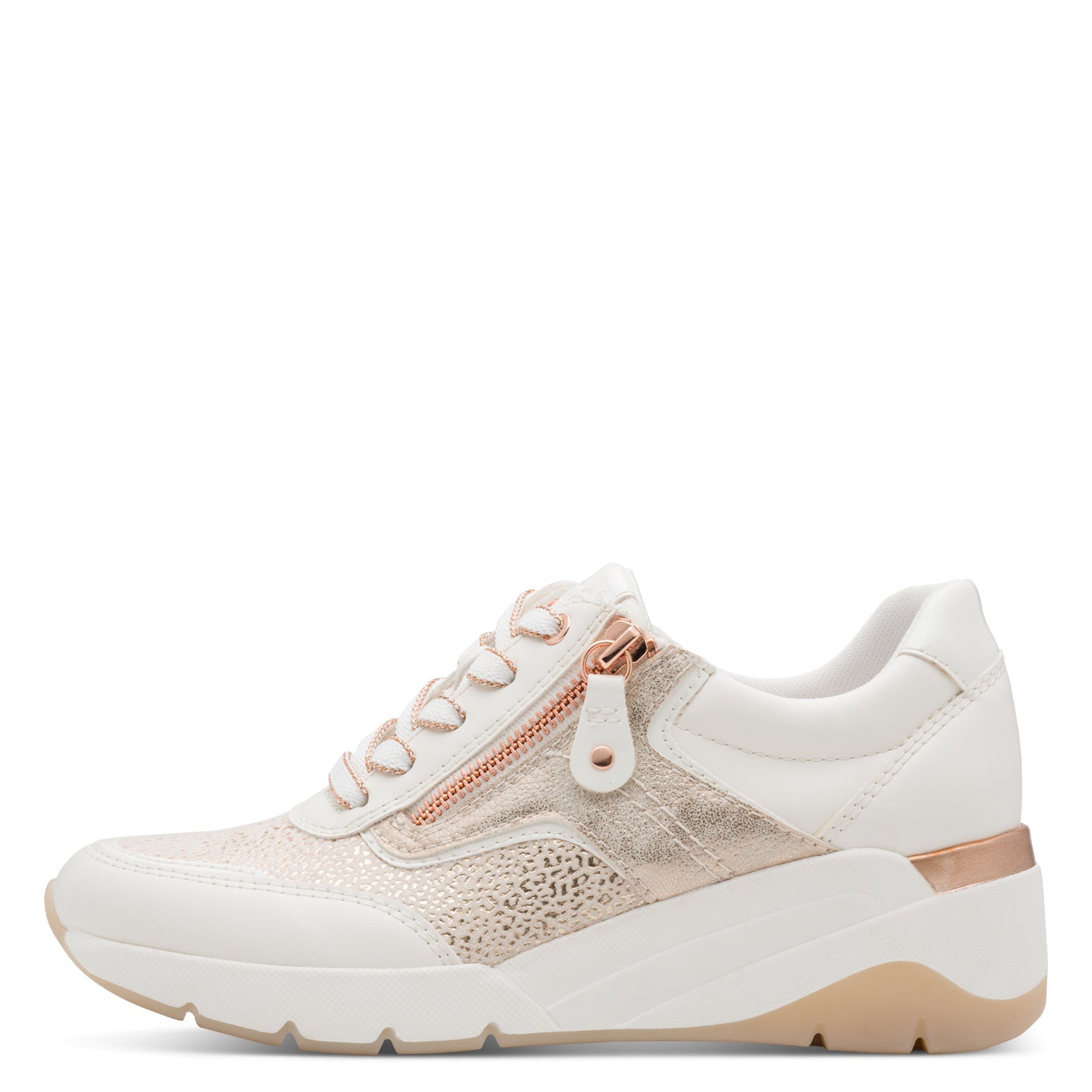 Katya White/Rosegold Lace-up Sneaker