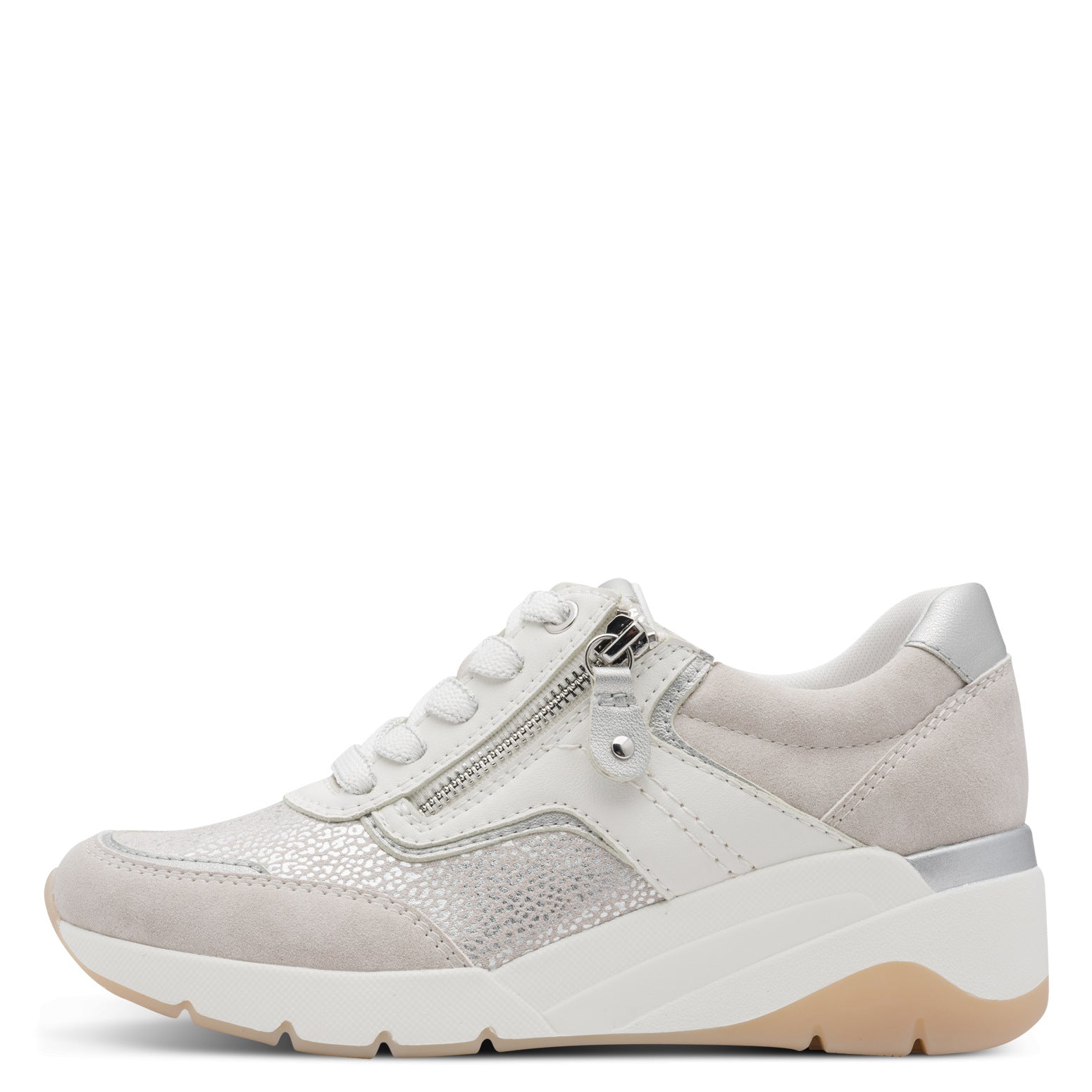 Katya White/Silver Lace-up Sneaker