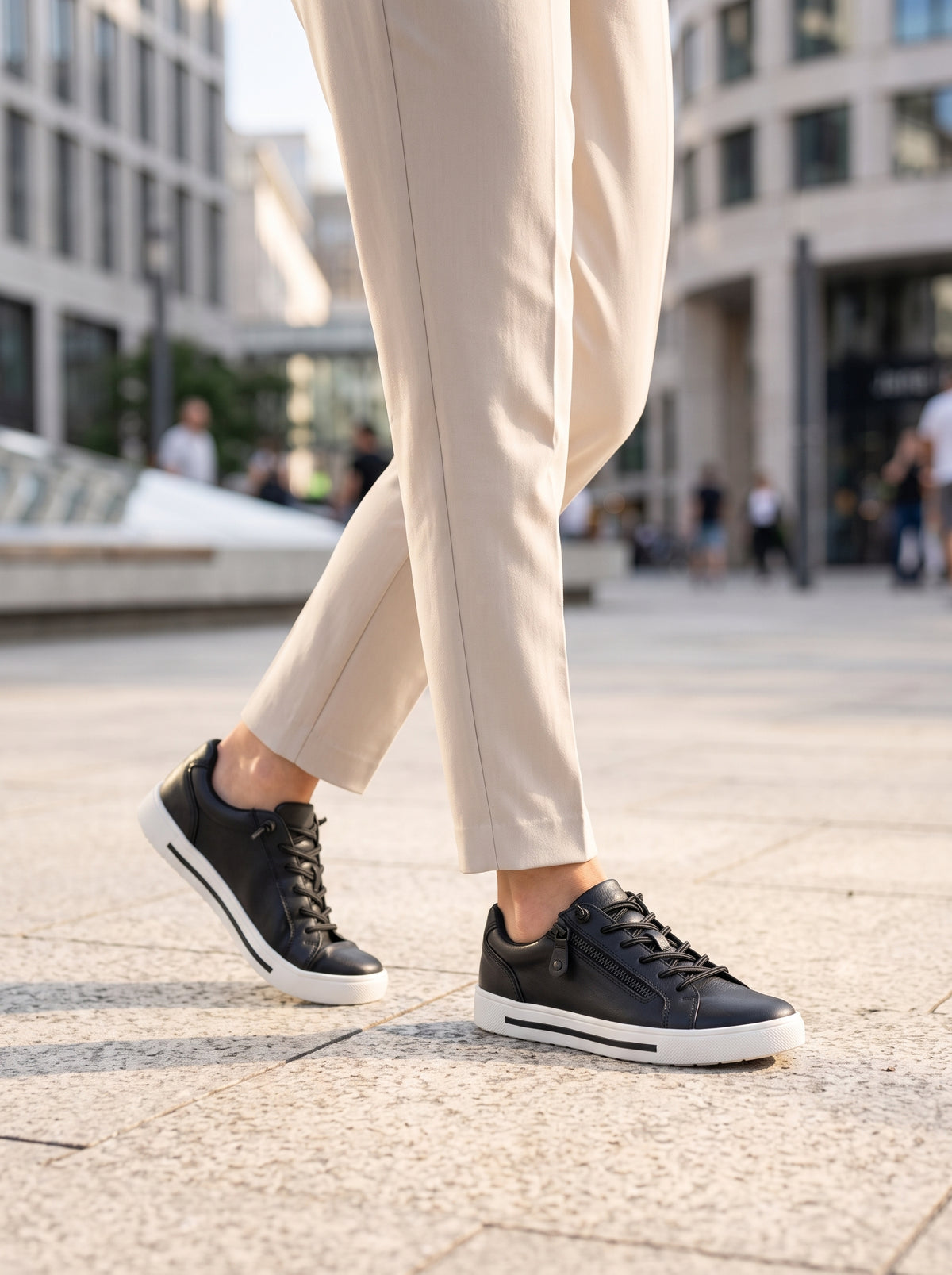 Estelle Black — Lace-up Sneaker