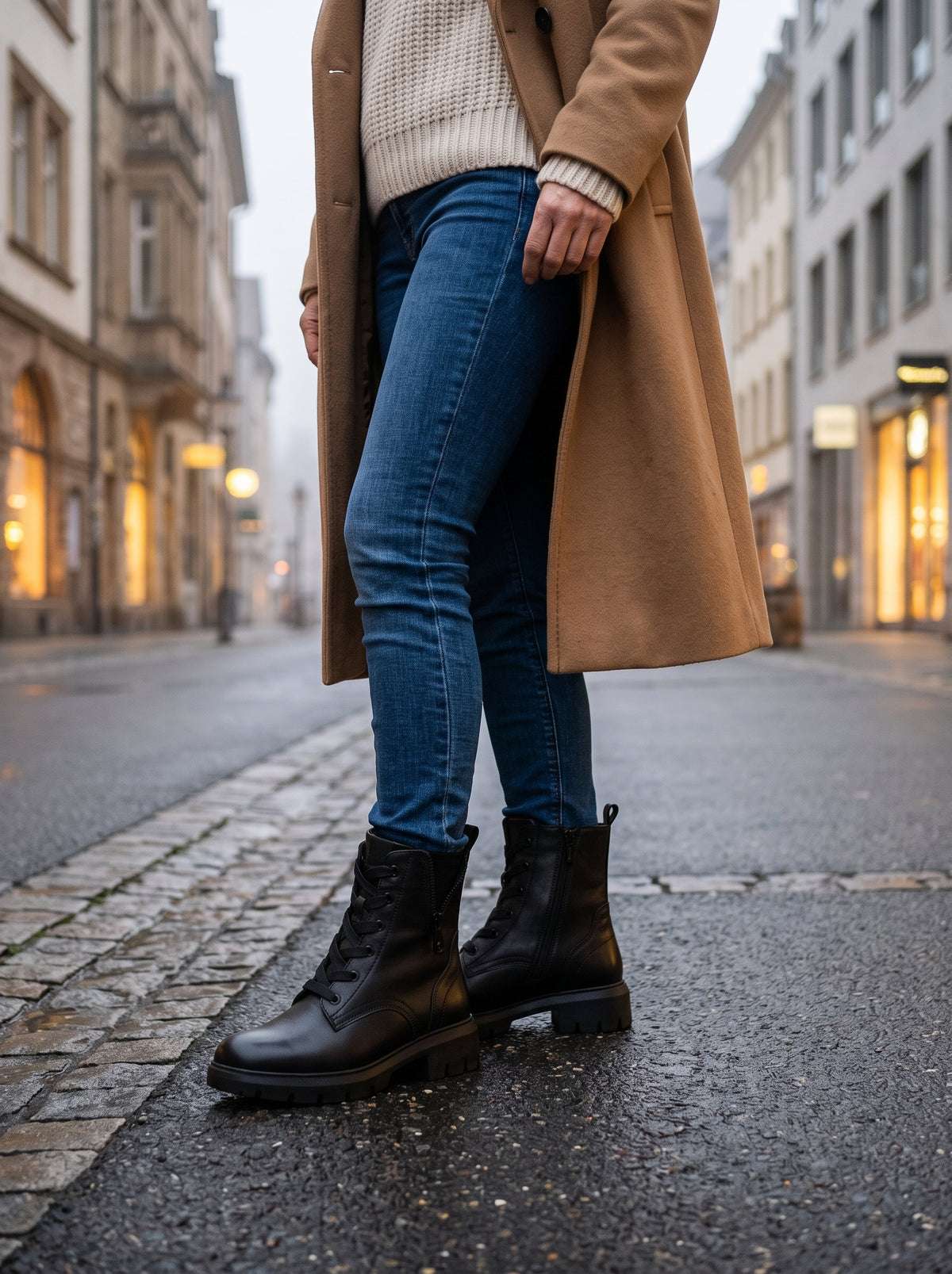 Simone Black — Lace-up Boot